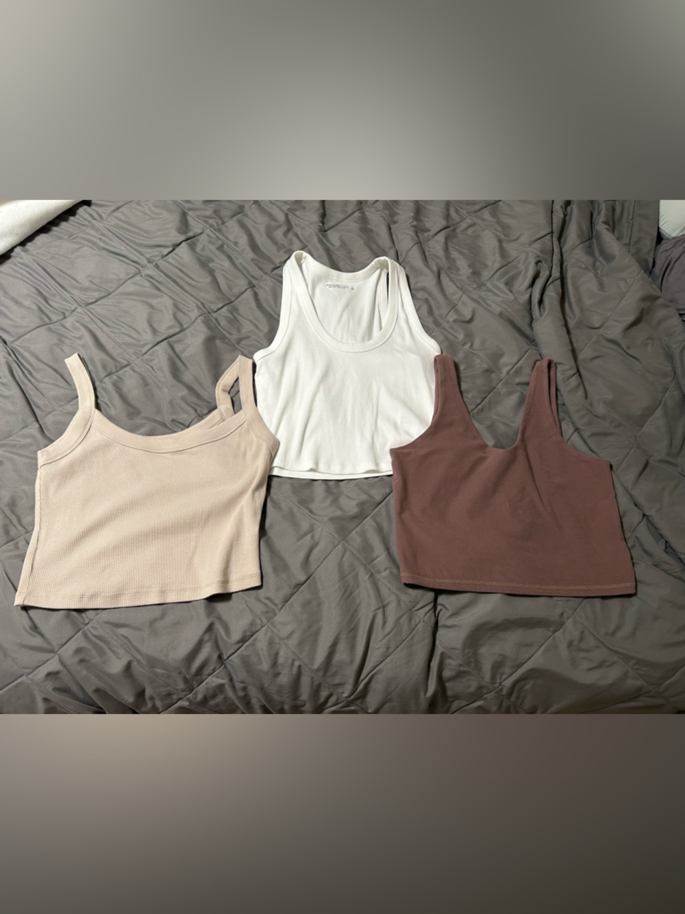 Set of 3 Abercrombie Tank Tops - Beige, White, Mauve